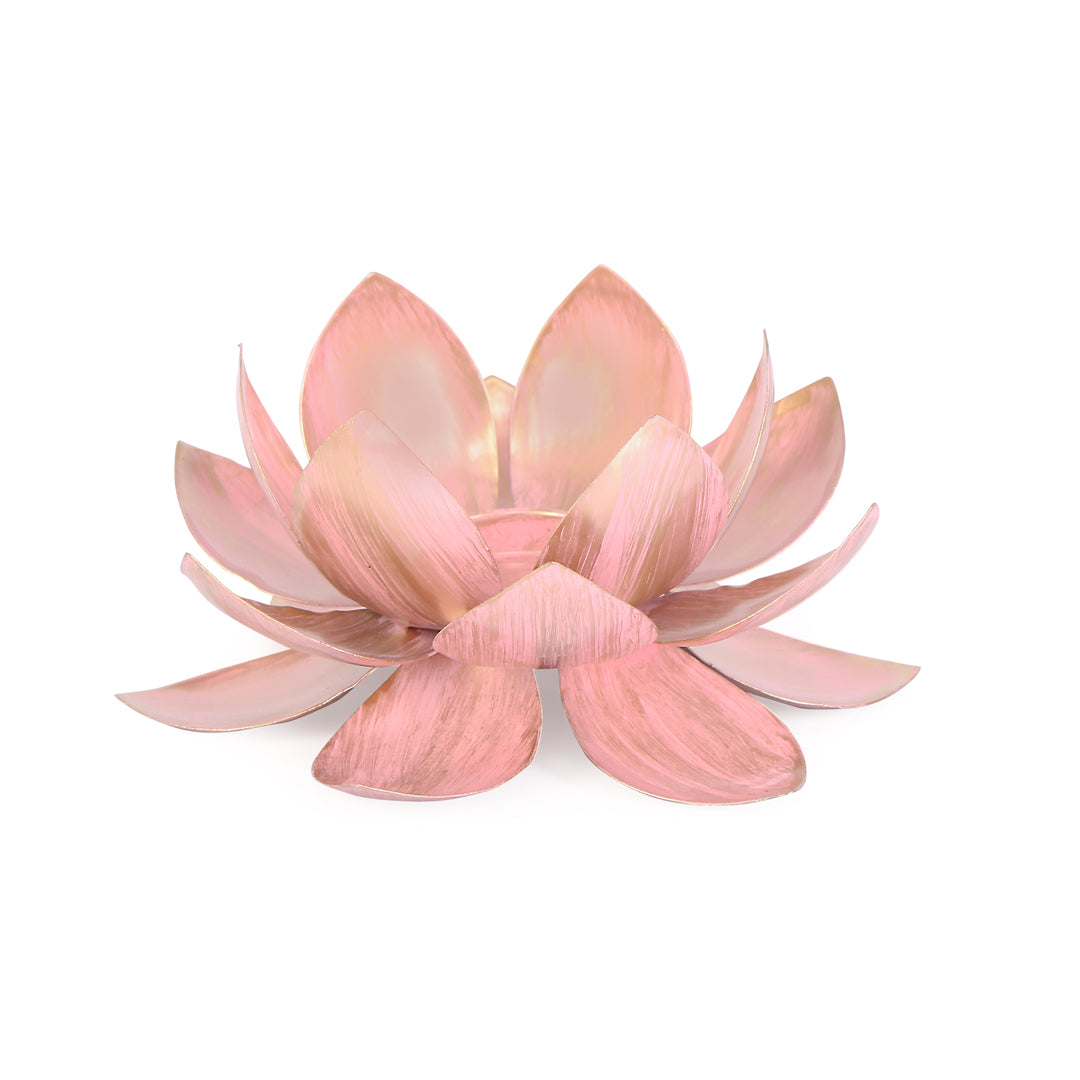 Tea Light Candle Stand Set of 2 - Pink Lotus Tea Light Candle Holder 7- The Home Co.