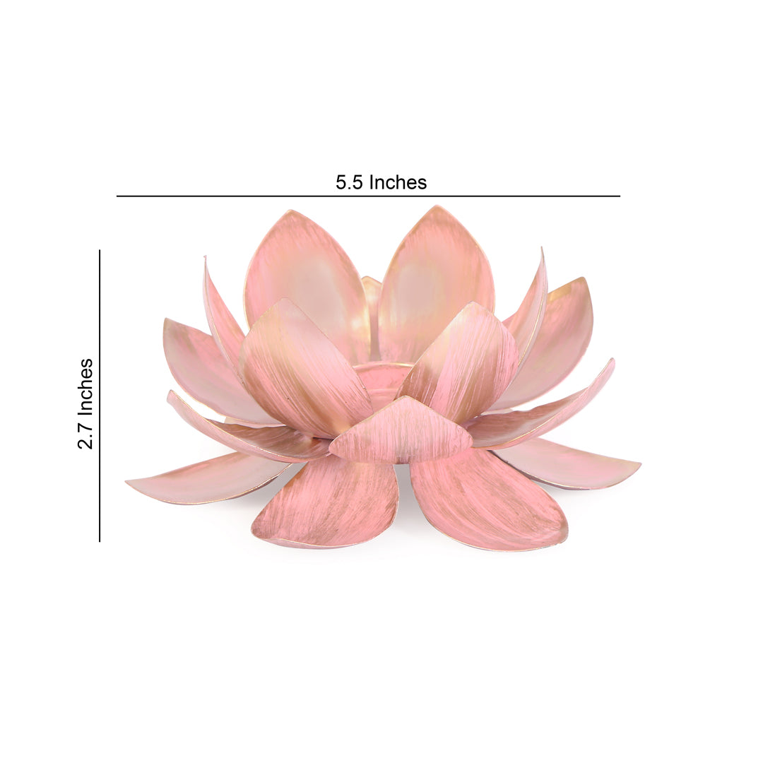 Tea Light Candle Stand Set of 2 - Pink Lotus Tea Light Candle Holder 5- The Home Co.