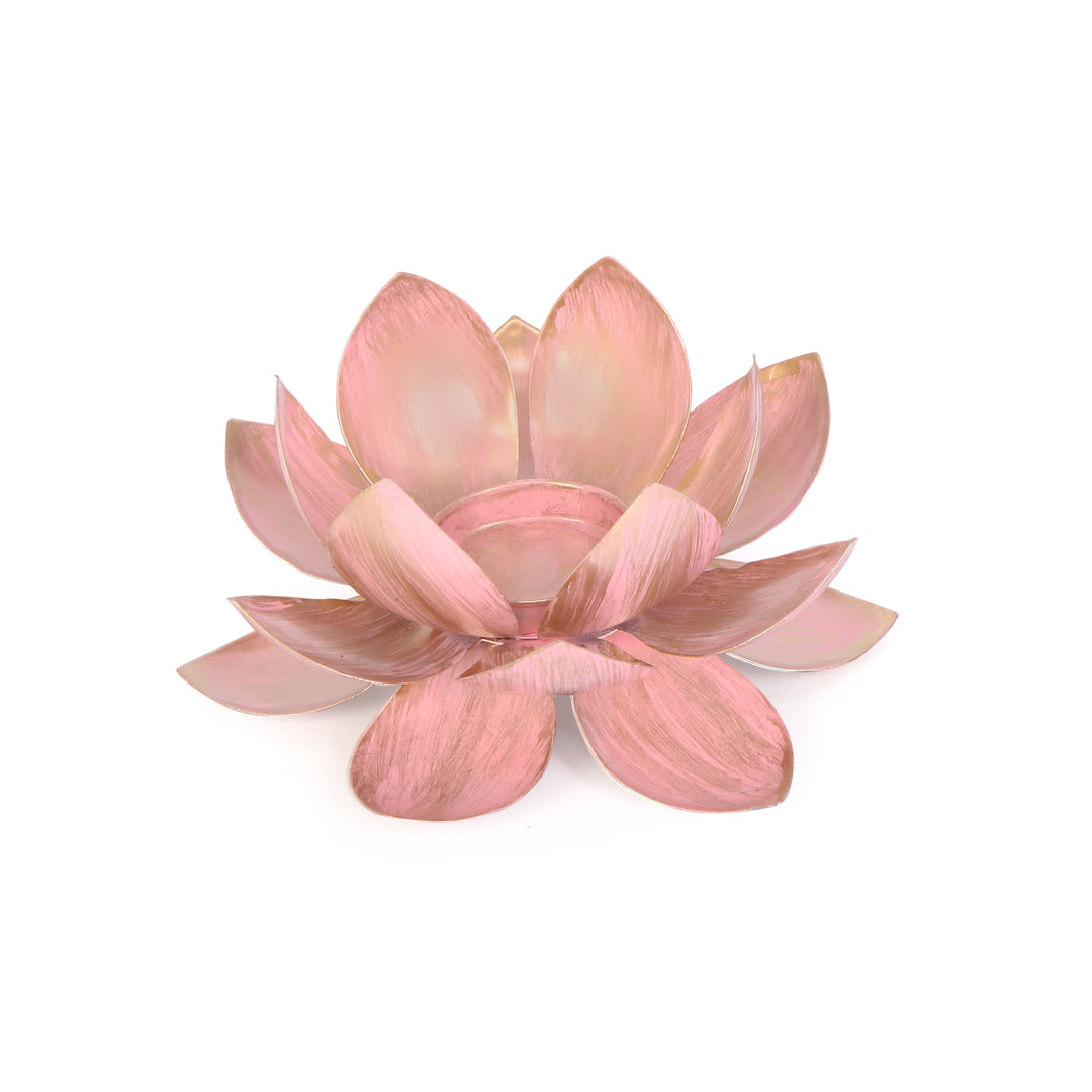 Tea Light Candle Stand Set of 2 - Pink Lotus Tea Light Candle Holder 2- The Home Co.