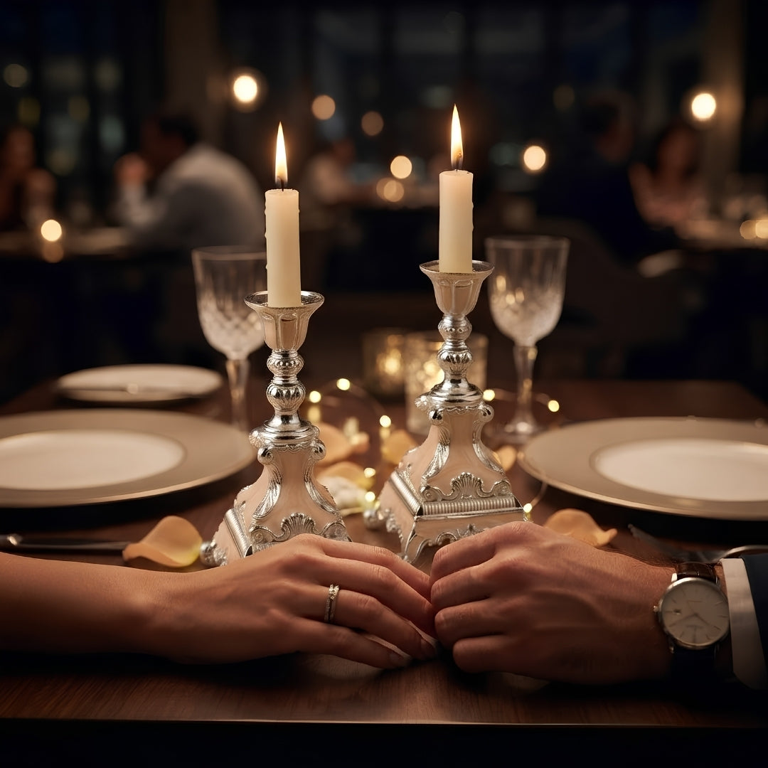 Decorative Silver Plated Candlestick Holders Set of 2