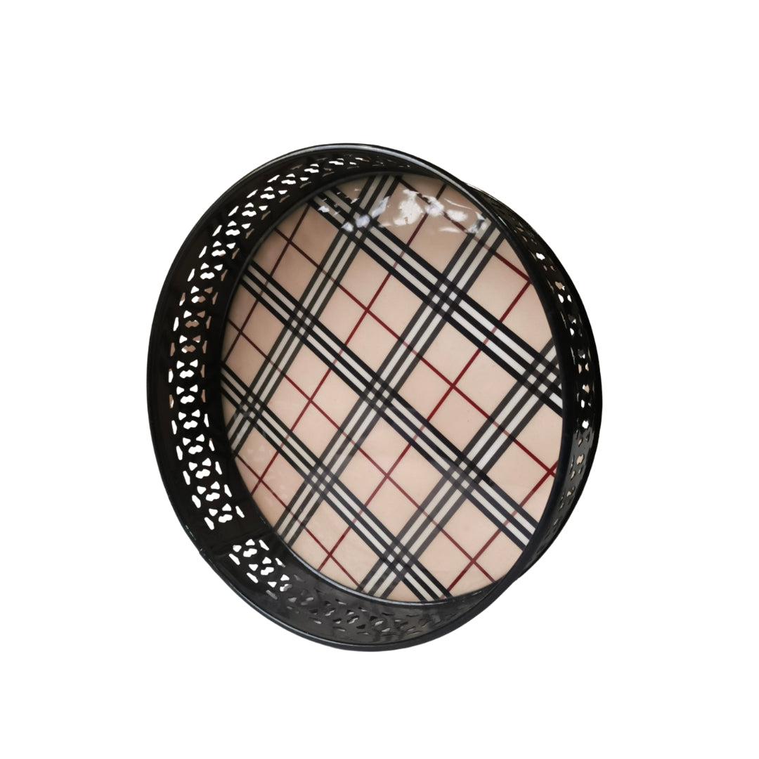 Checks Print Metal Tray Small