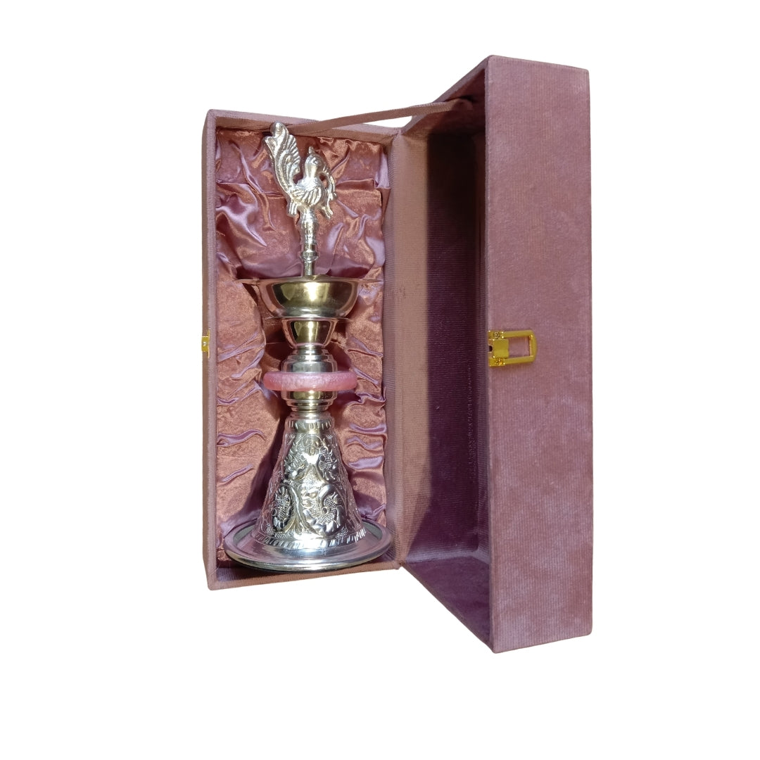 Silver-Plated Peacock Diya  with Velvet Gift Boxe- PINK SINGLE PC