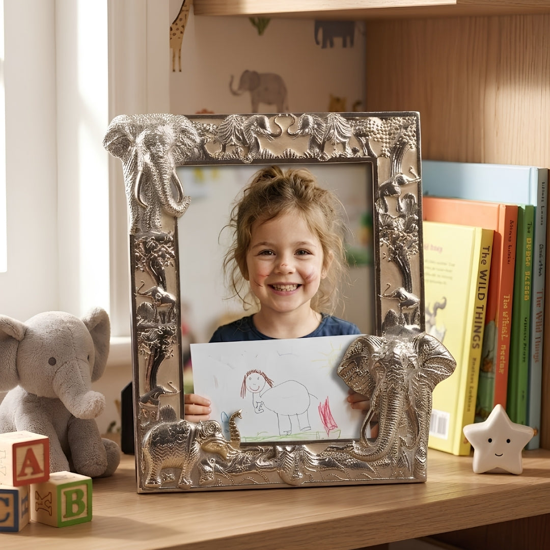 Decorative Silver Elephant Design Photo Frame