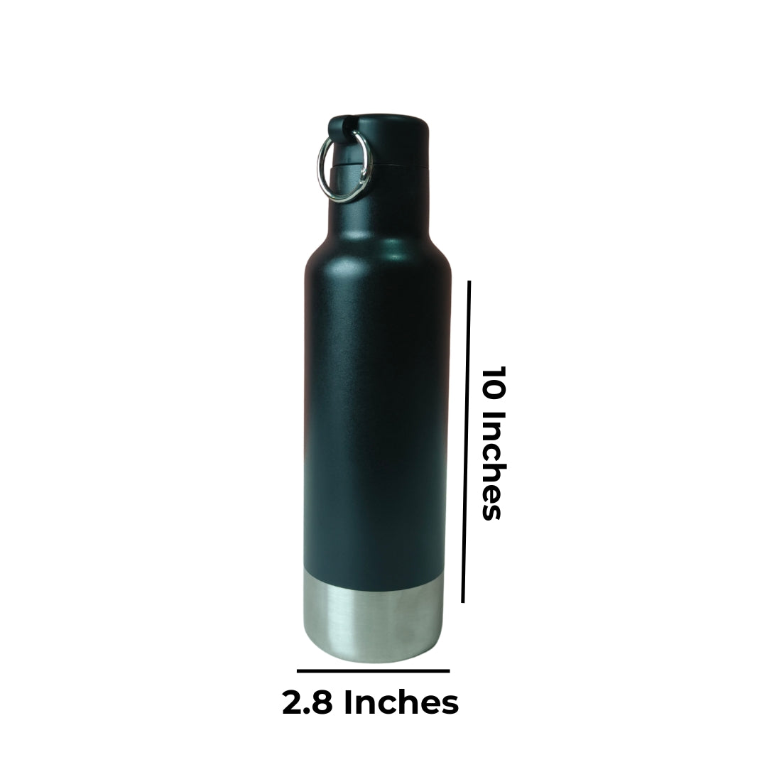 Black Stainless Steel Bottle With Base And Ring Handle(750ml)