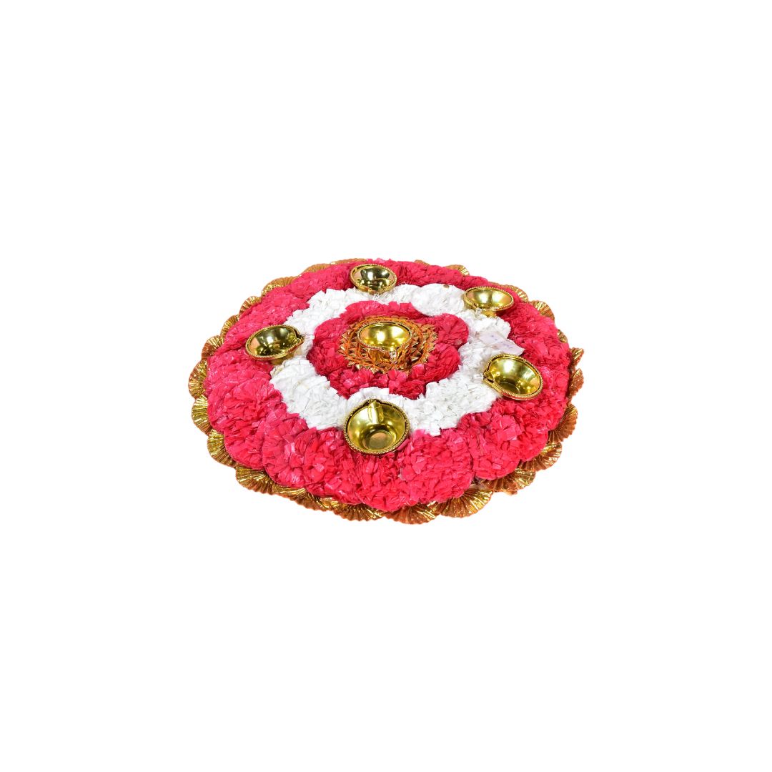 Genda Mats With Light Diya - Round