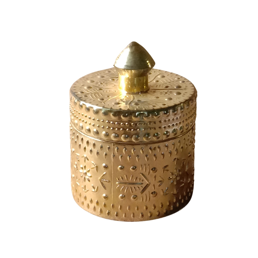 Decorative Gold Embossed Glass Jar with Scented Wax - Elegant Candle Holder