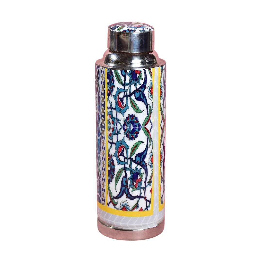 Stainless Steel Copper Insulated Indigo Print & Enamel Bottle Large - 1000 ml