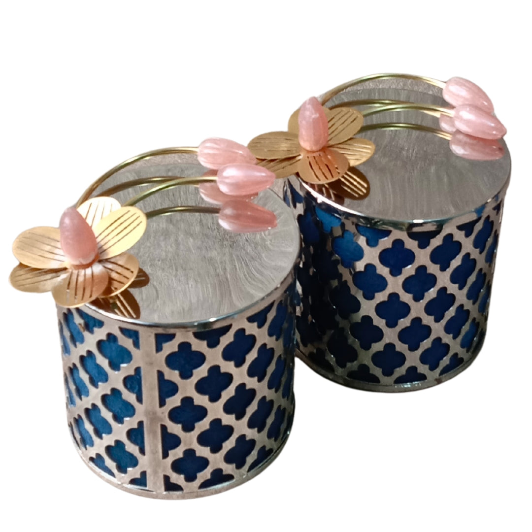 Silver Plated Lattice Glass Set of 2 with Velvet Gift Box | Festive Gift