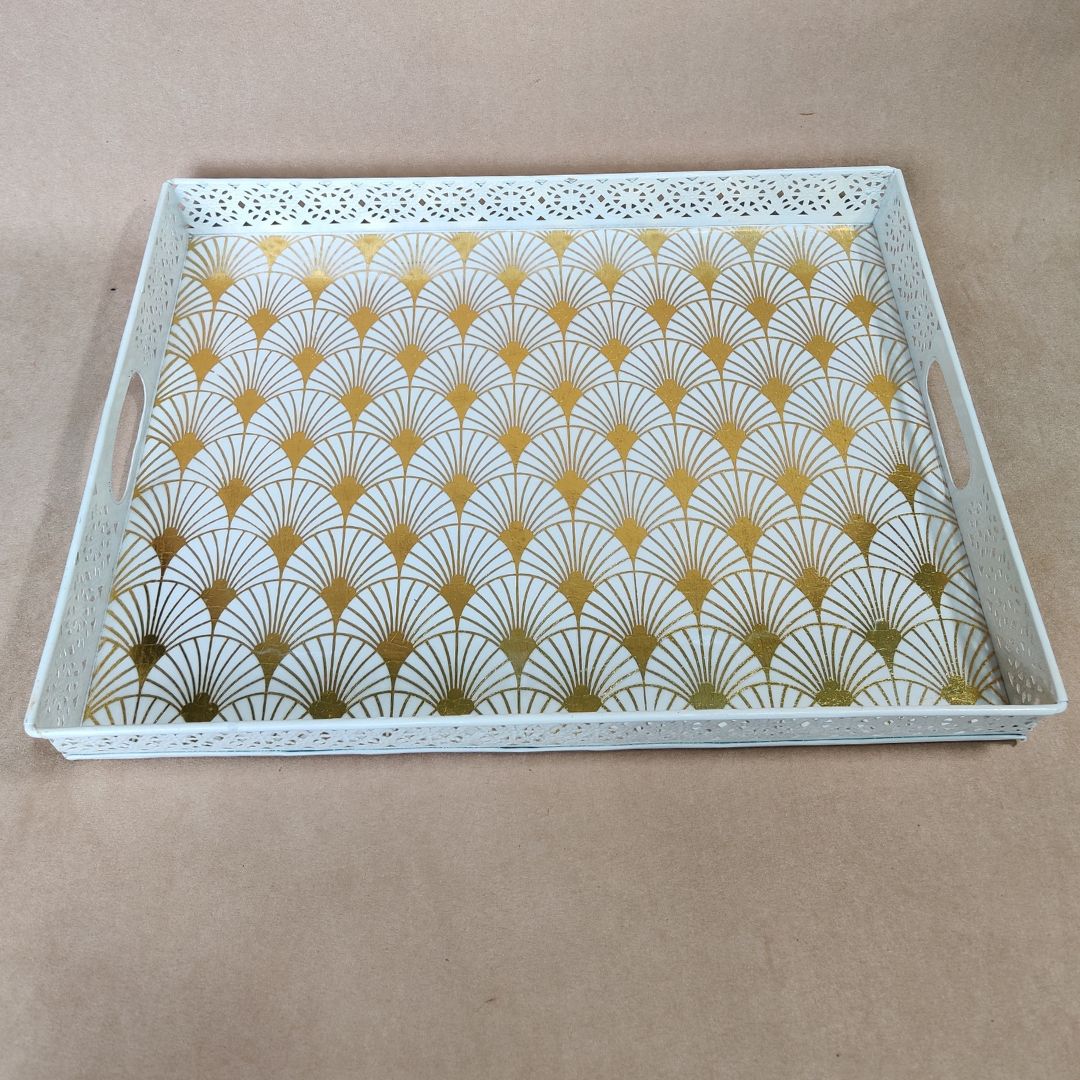 Single Tray - Large Gold & White