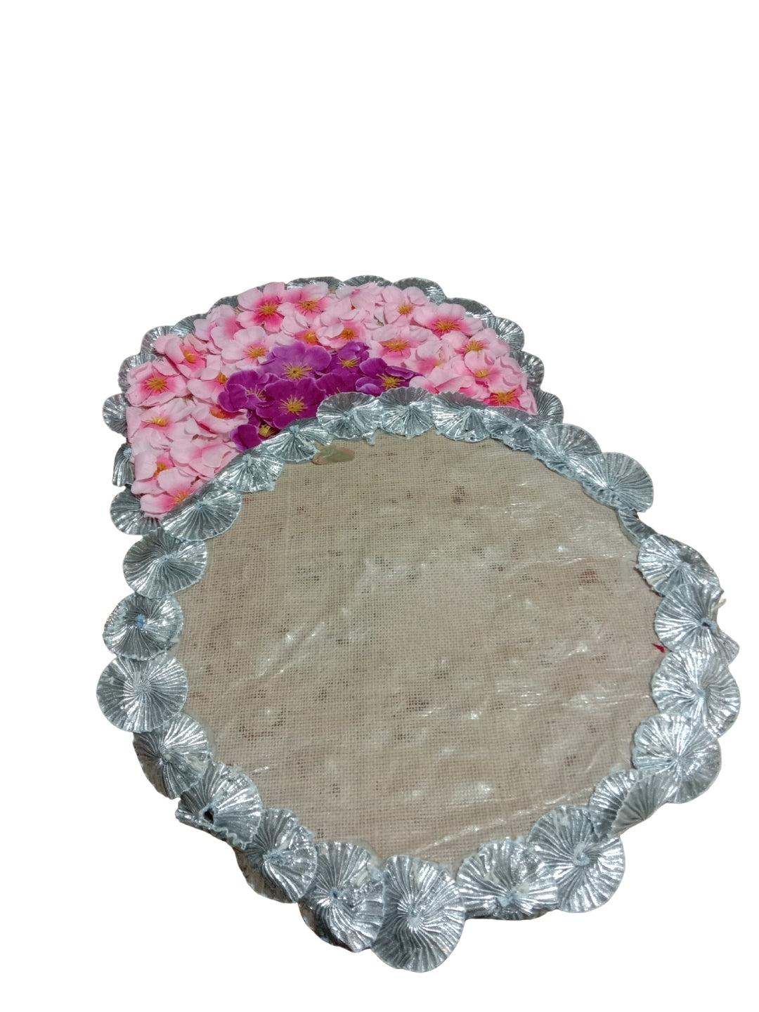 Handmade Pink & Purple Floral Puja Asan Mat / rangolis Set of 3