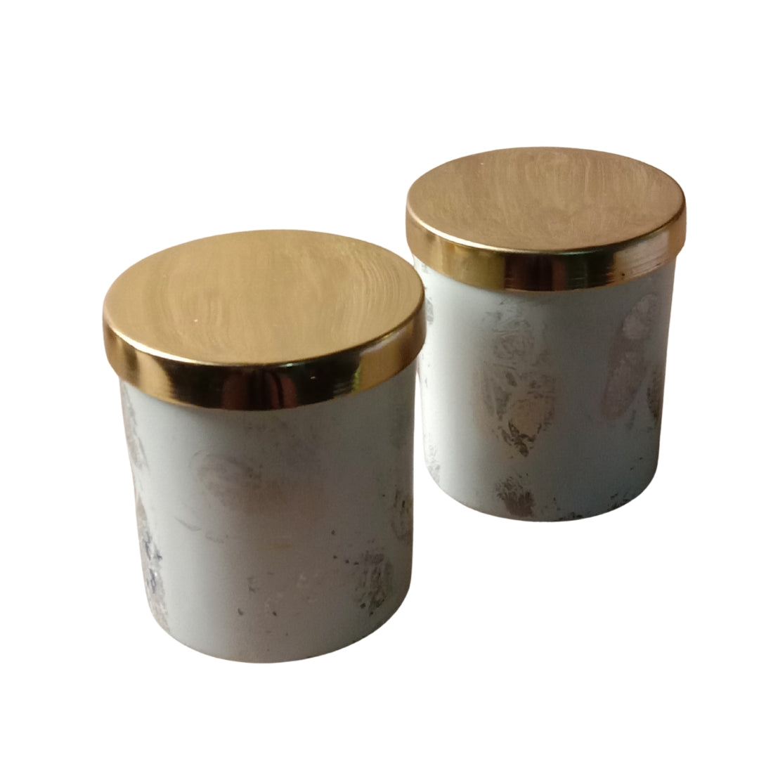 Silver Foil Finish Glass Jar Scented Candles - Set of 2