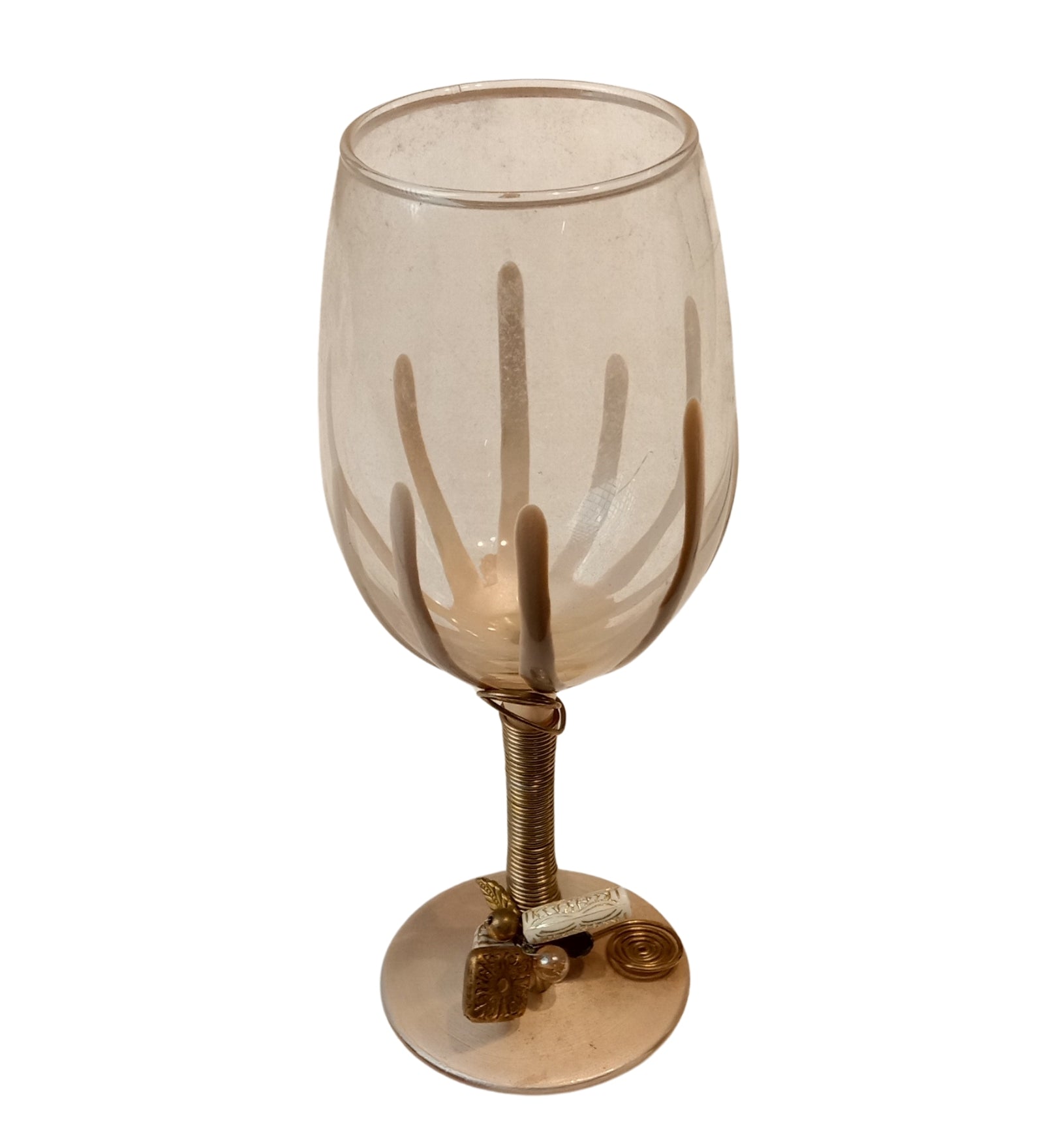 Peach Resin Wine Filigree Glass Set of 4