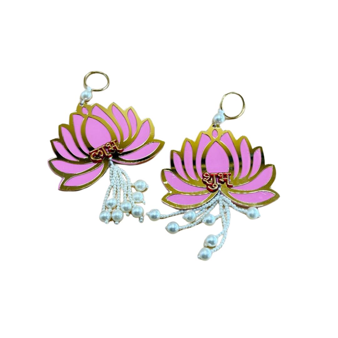 Side Hanging Set Of 2 - Lotus Shubh Labh Pink