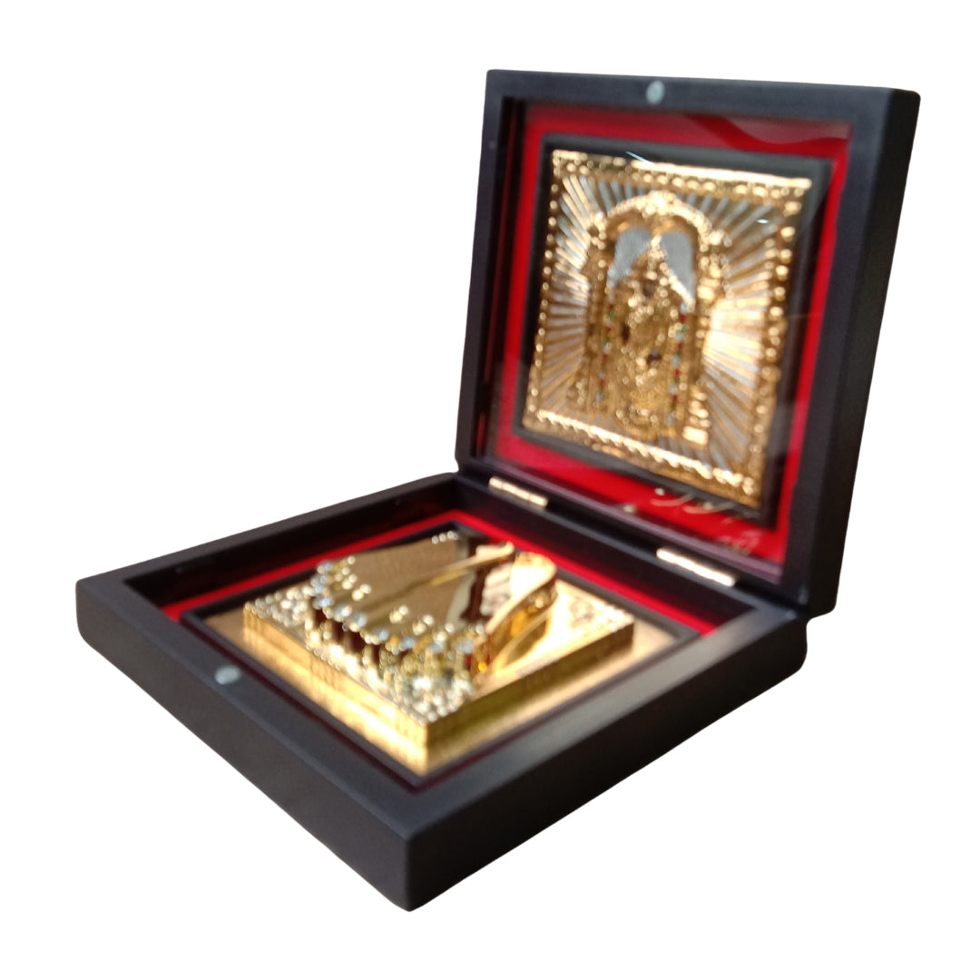 999 Pure Silver & 24k Gold Plated Balaji Charan Paduka Pooja Box  | Tirupati Venkateswara Puja Box