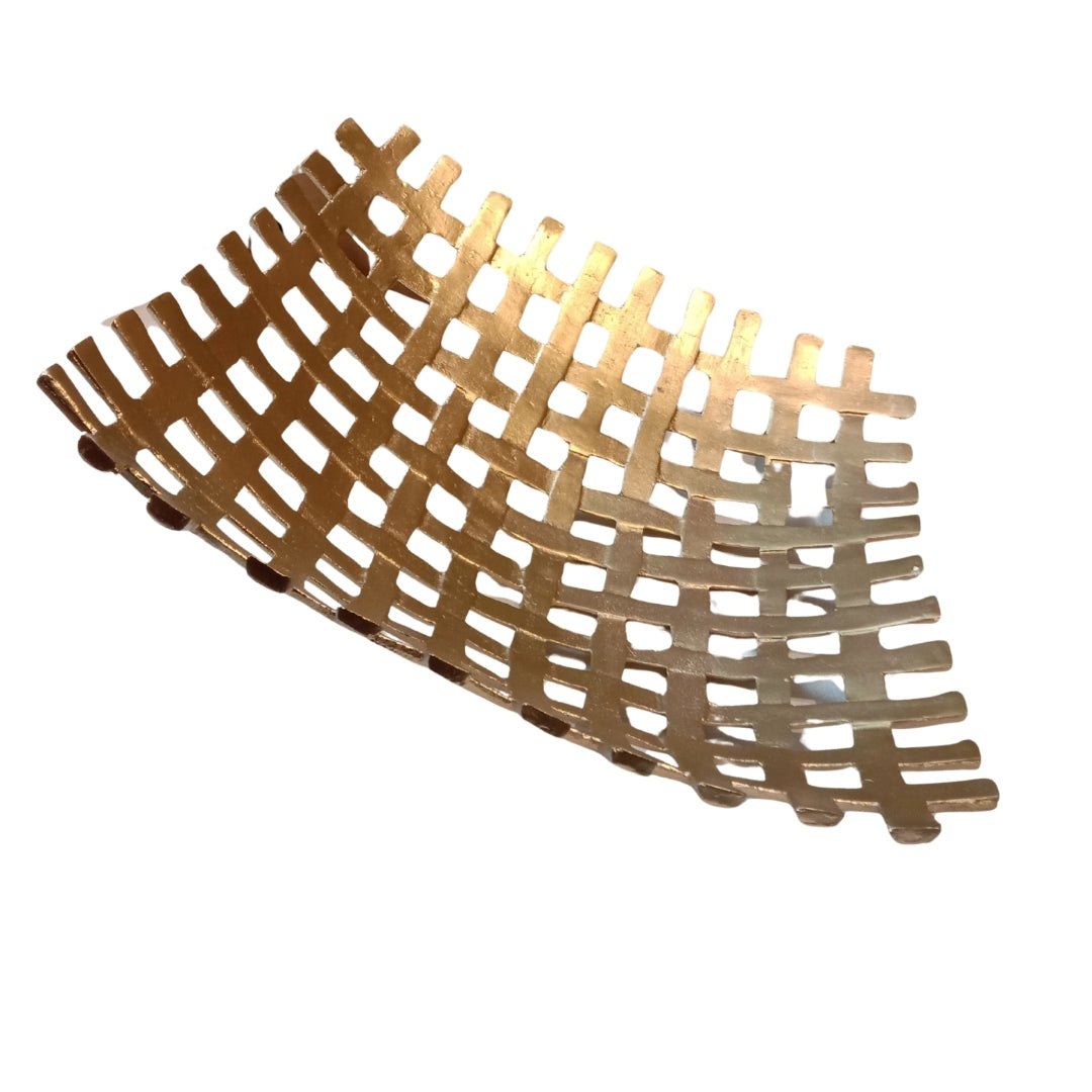 metal gold finish checkered large tray