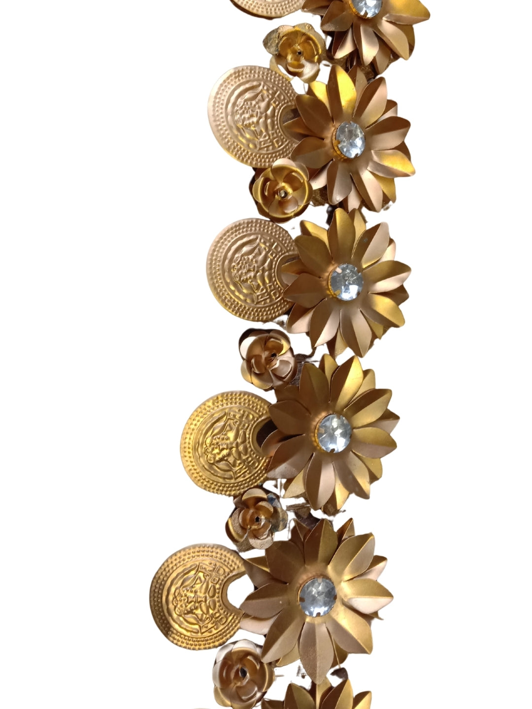 metal gold finish flower chand shape toran