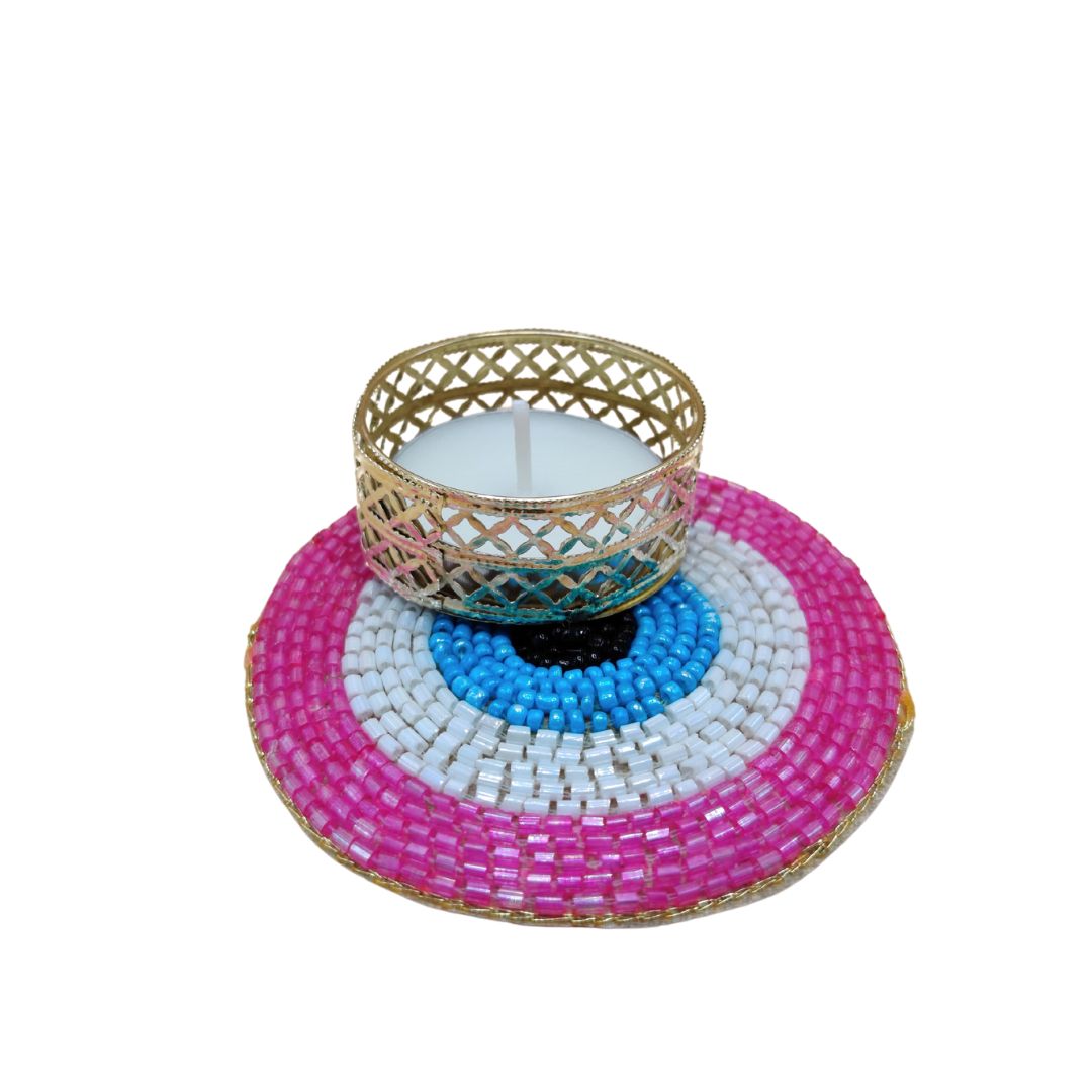 Evil Eye Tea Light Holders Set Of 2 Dark Pink