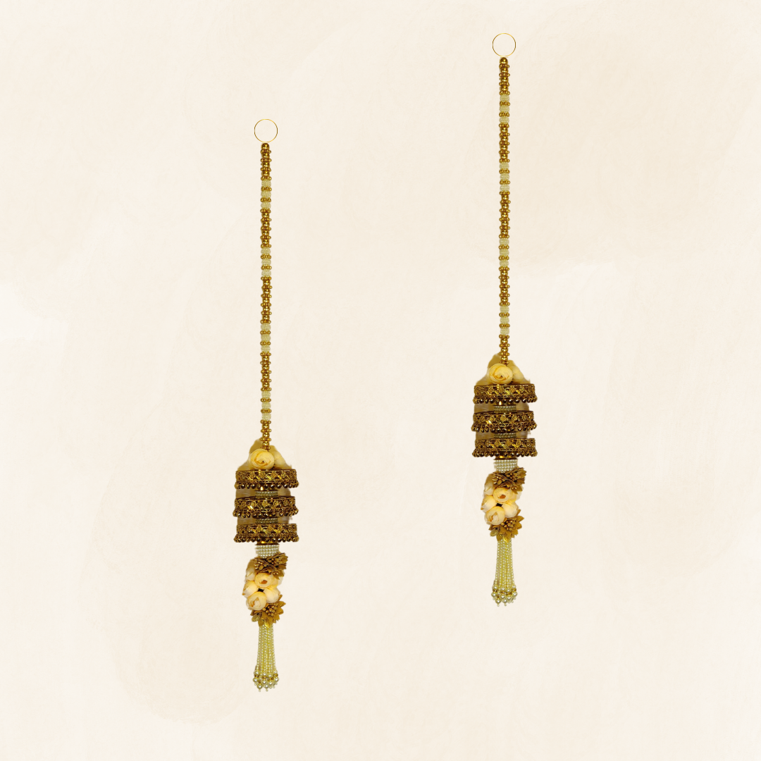 Peach Flower Side Hanging  Set Of 2 - Jhumka Shape