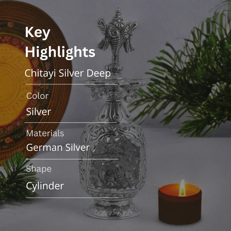 Brass Silver Plated Chitayi Silver Candle Holder