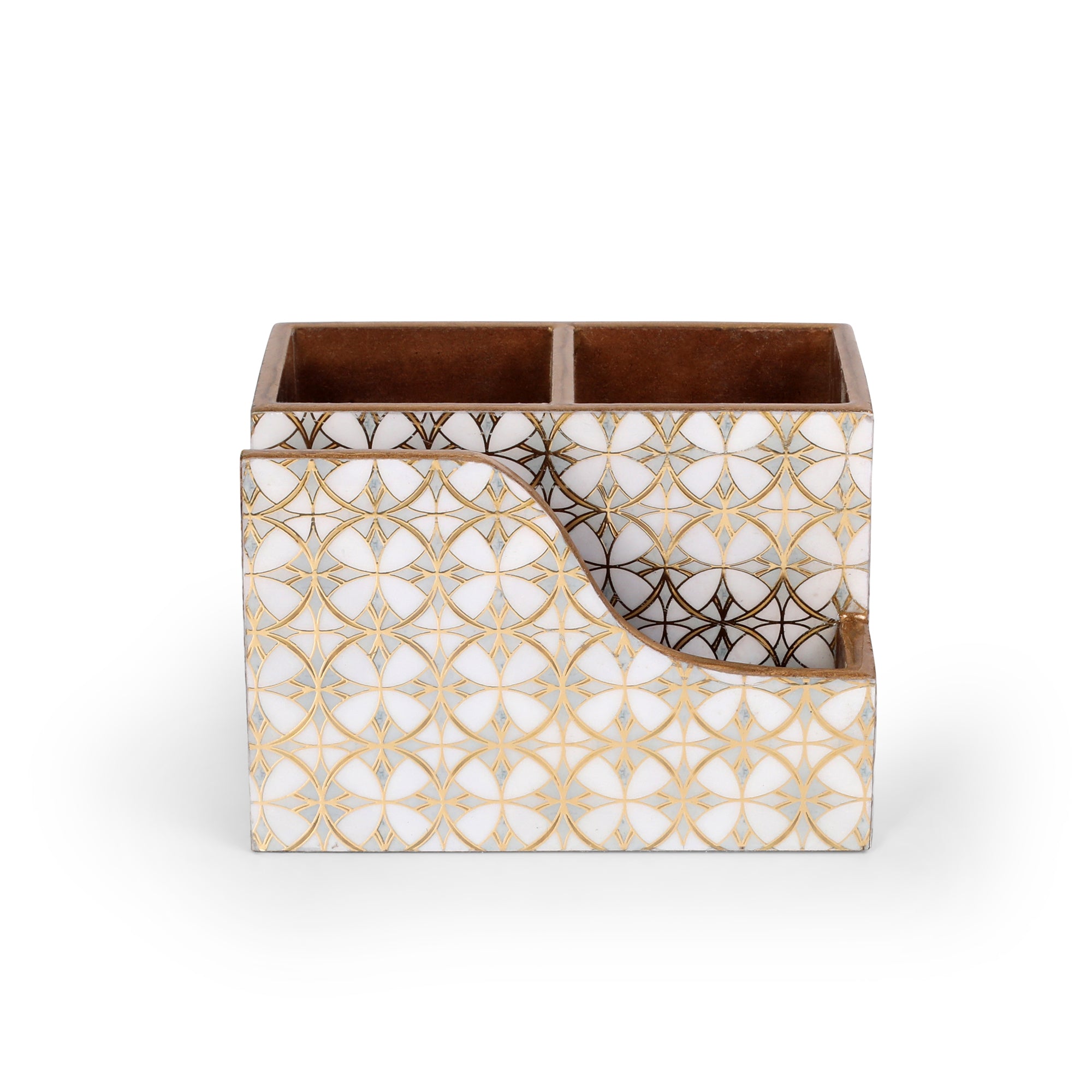 Small Cutlery Tissue Holder -  White Gold