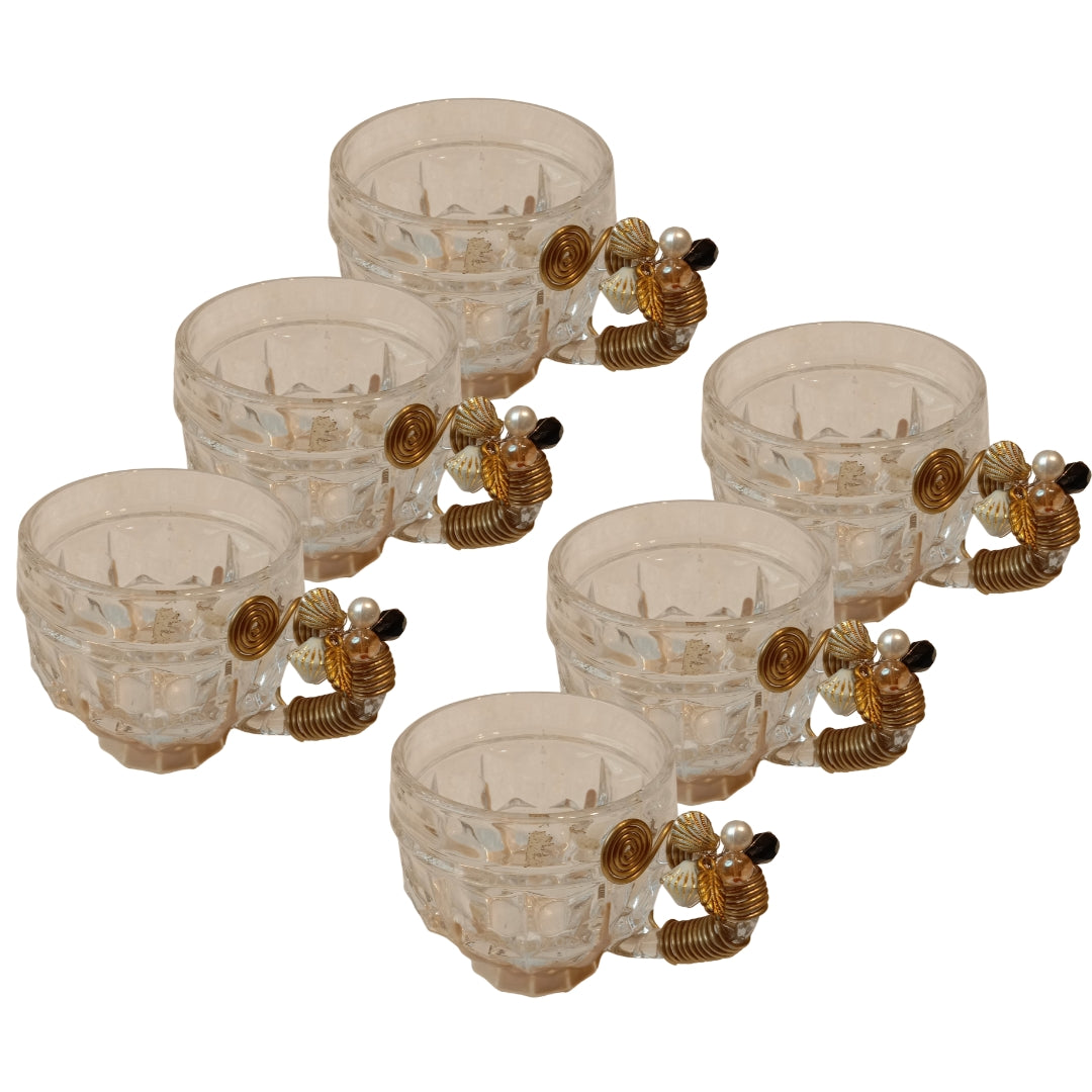 Checkered Round Filigree Cup Set of 6