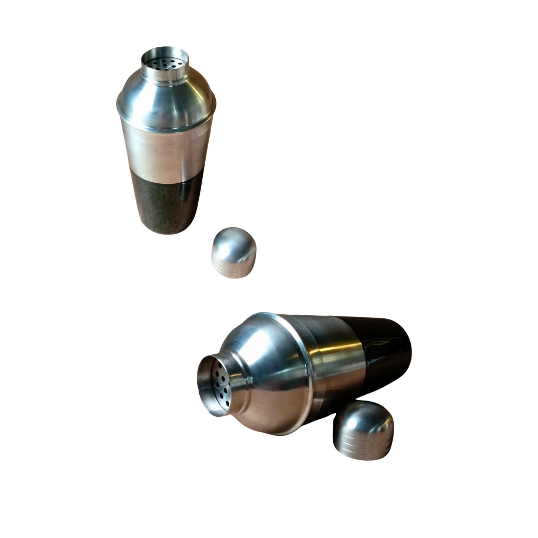 Stainless Steel ice bucket & Shaker with black enamel with tongs -set of 3