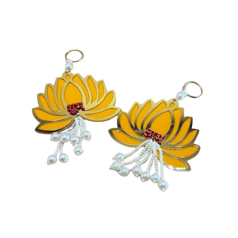 Side Hanging Set Of 2 - Lotus Shubh Labh Yellow