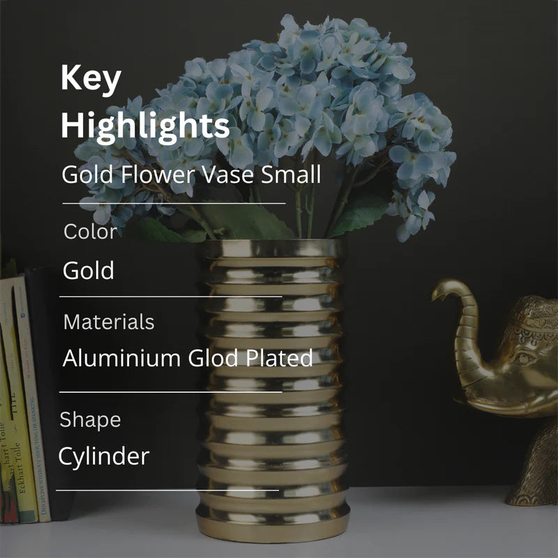 Aluminium Gold Flower Vase - Small