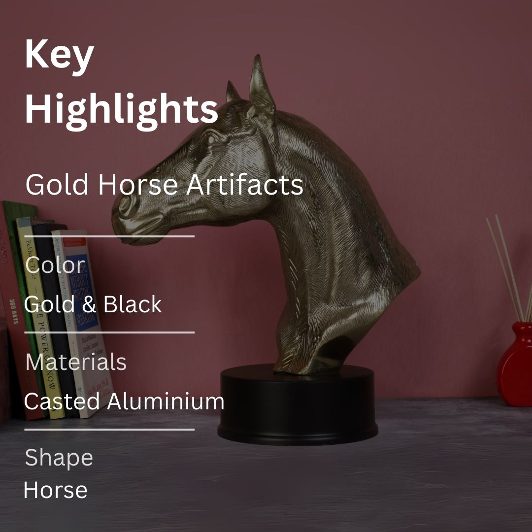 Metal Gold Finish Horse Artifact