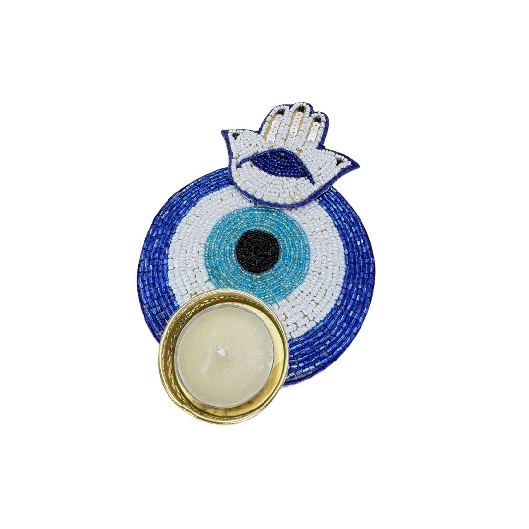 Evil Eye Tea Light Large Blue Set Of 2