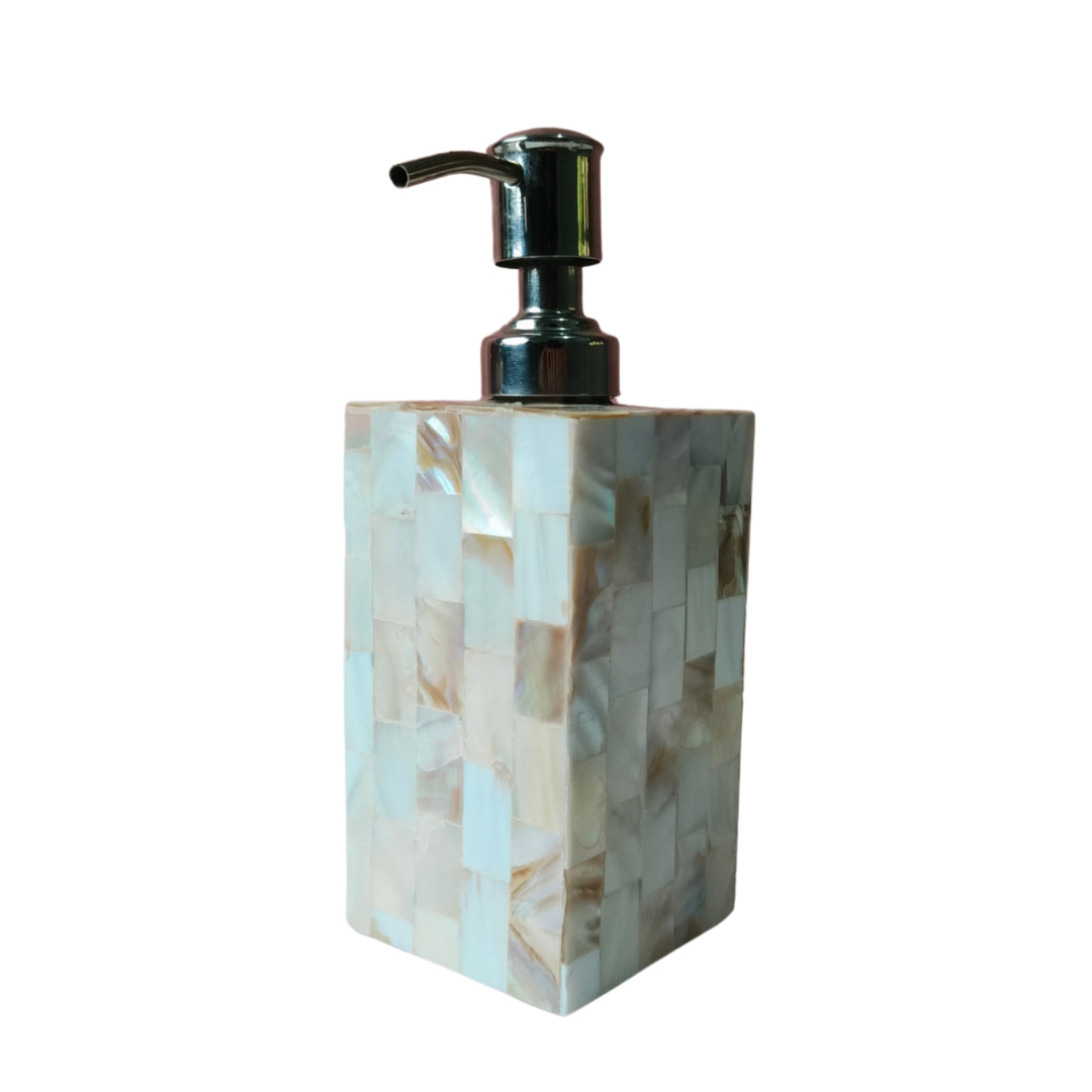 Wooden Mother of pearl & white enamel Bathroom Set of 3