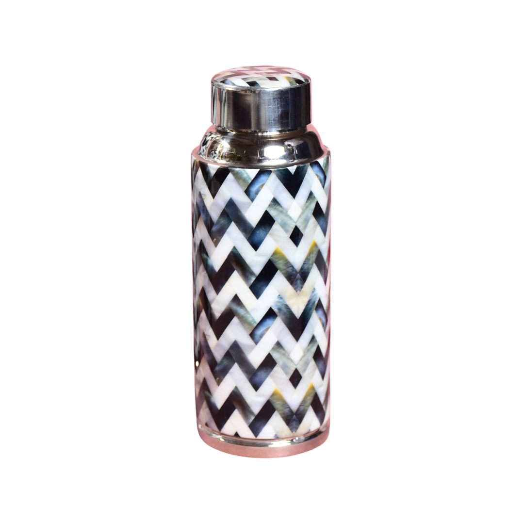 Stainless Steel Copper Insulated Chevron Print & Enamel Bottle Small - 500 ml