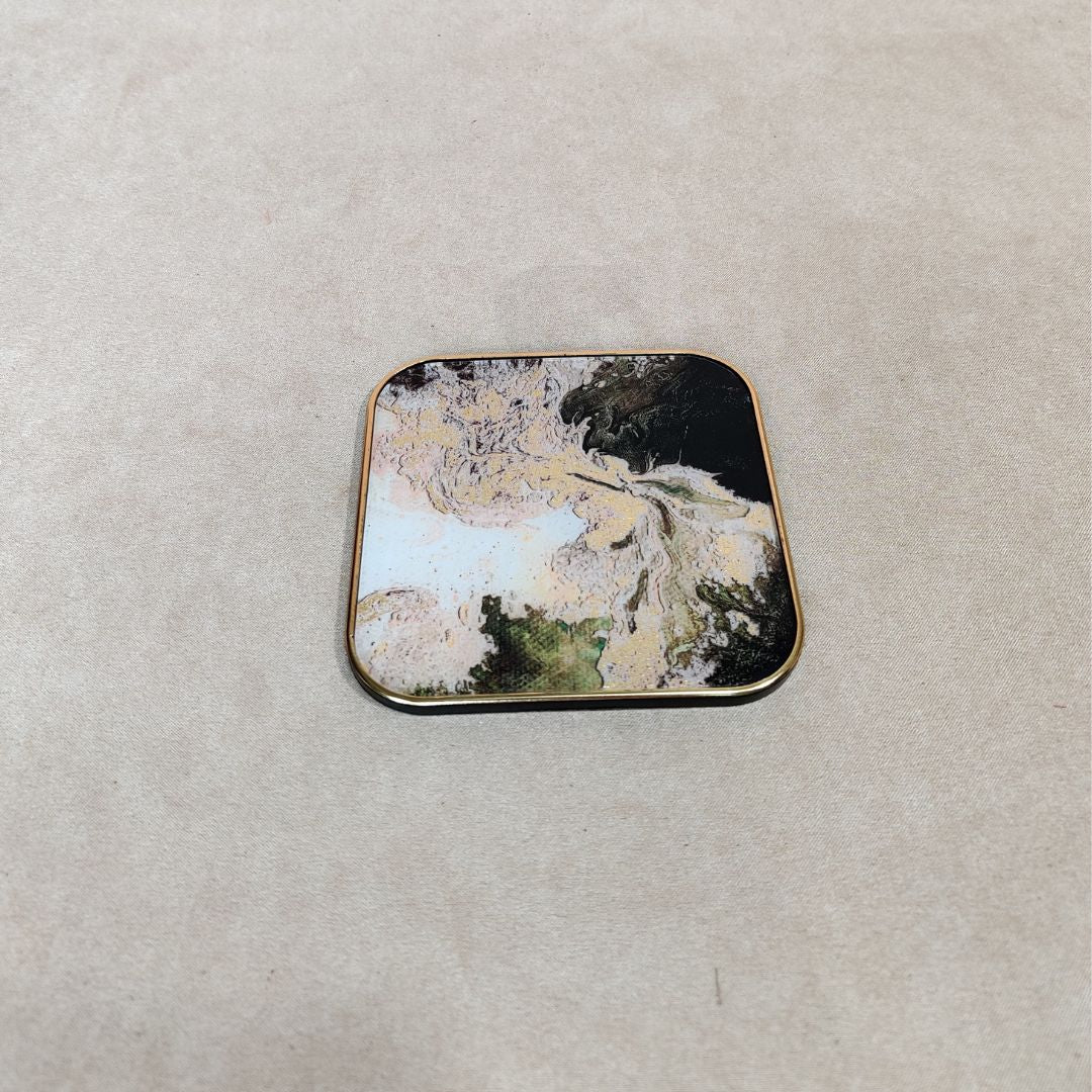 Table Coaster - Marble Glass Set Of 6