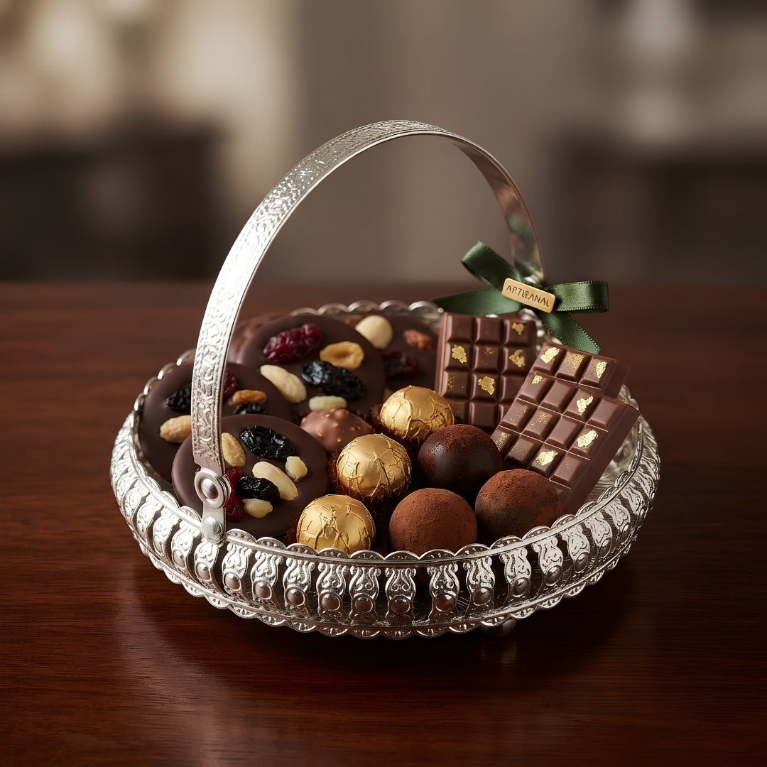 Decorative Silver Plated Round Handle Basket
