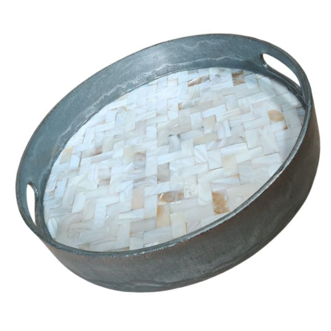 small silver & mop round