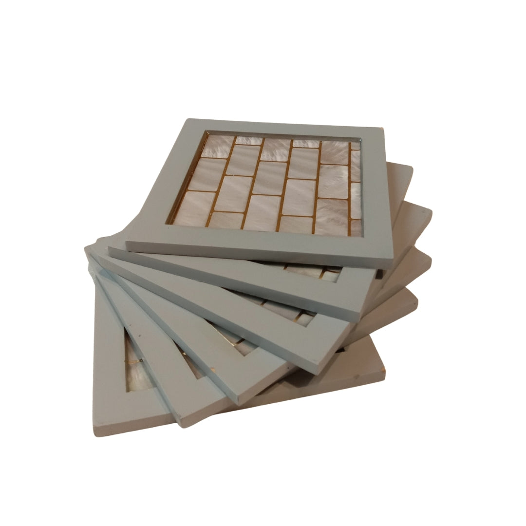 Table Coaster - Brick print & enamel with deco set of 6