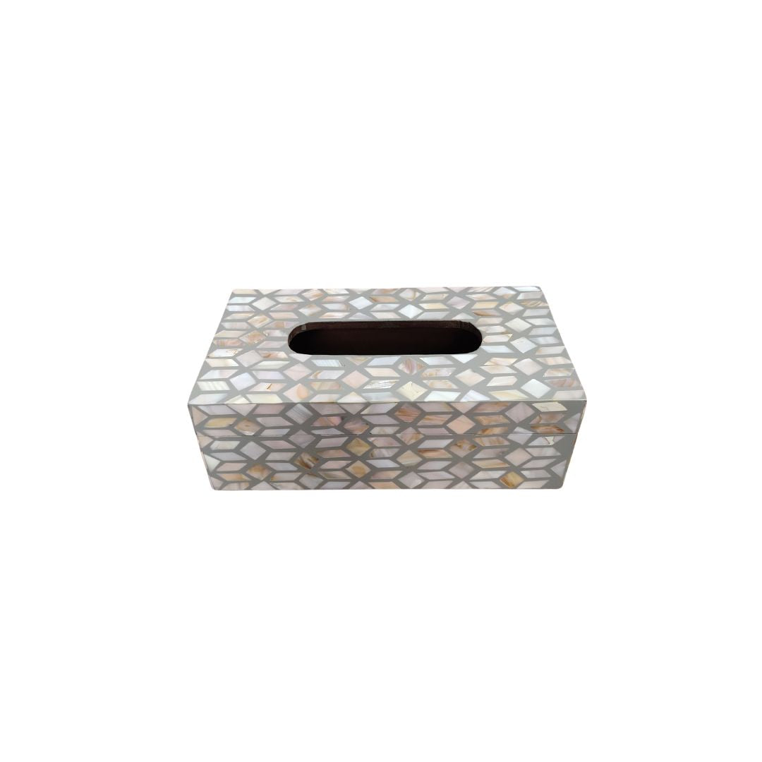 Tissue Box - Grey & White Mother Of Pearl