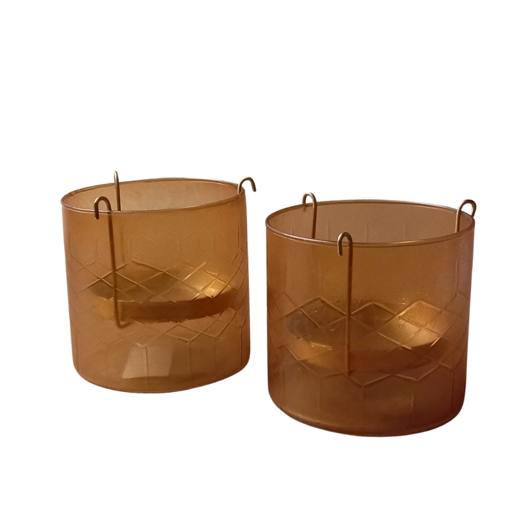 Brown Glass Votives with Internal Metal Tea Light Holders - single pc