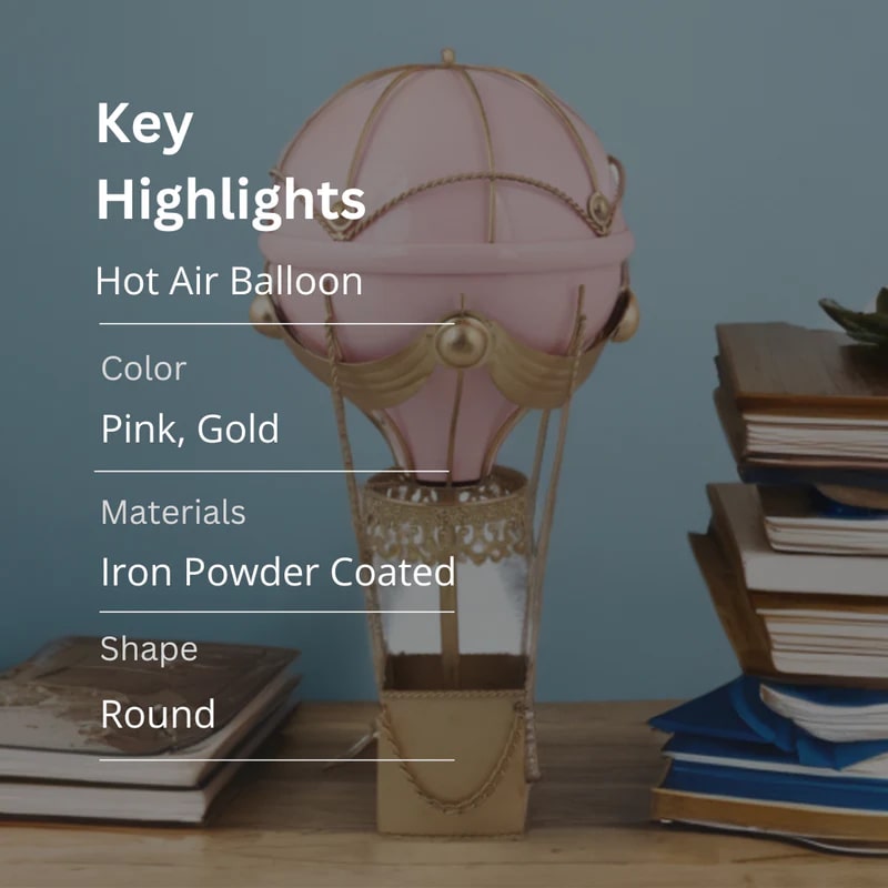 Metal Hot Air Balloon Jar - Pink