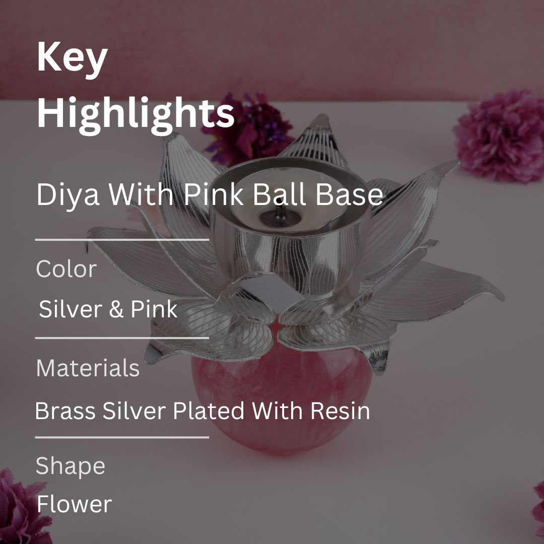 Diya With Pink Ball Base