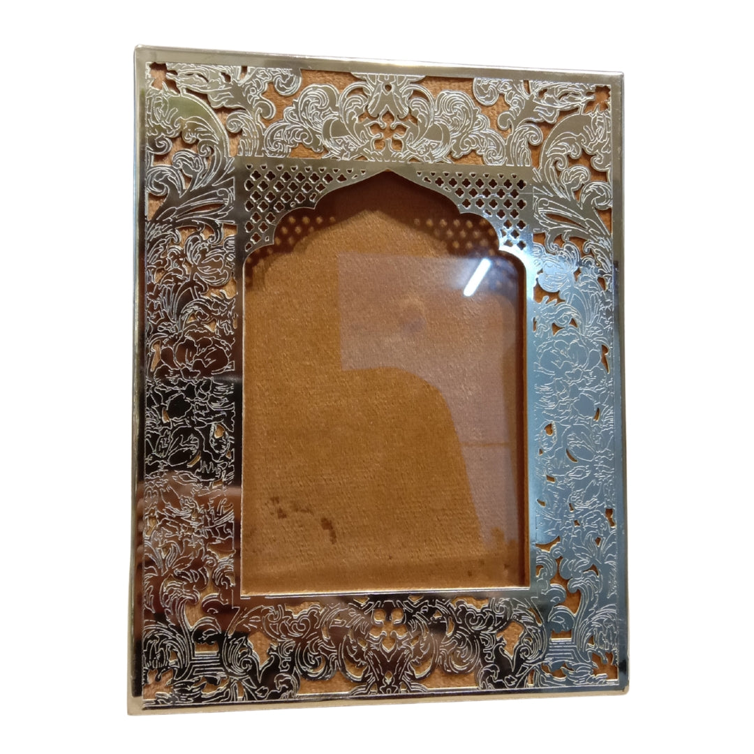 Elegant Silver-Plated Jharokha Photo Frame with Velvet Gift Box