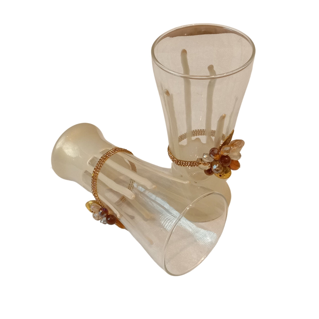 Cone Shape White Resin Mocktail Filigree Tall Glass Set of 3