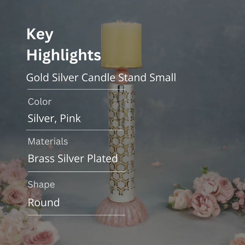 Brass Silver Plated Gold Silver Candle Stand Small