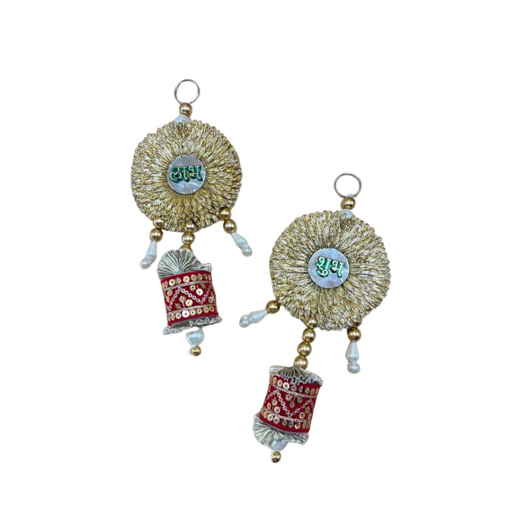 Side Hanging Set Of 2 - Shubh Labh Gold & Red