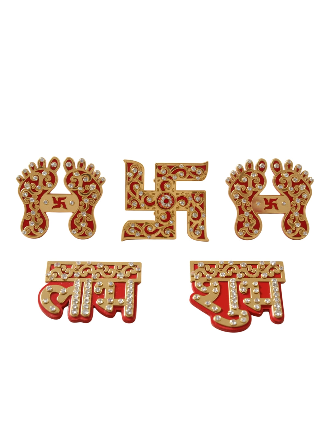 Acrylic cutout shubh labh swastik & laxmi charan-set of 5