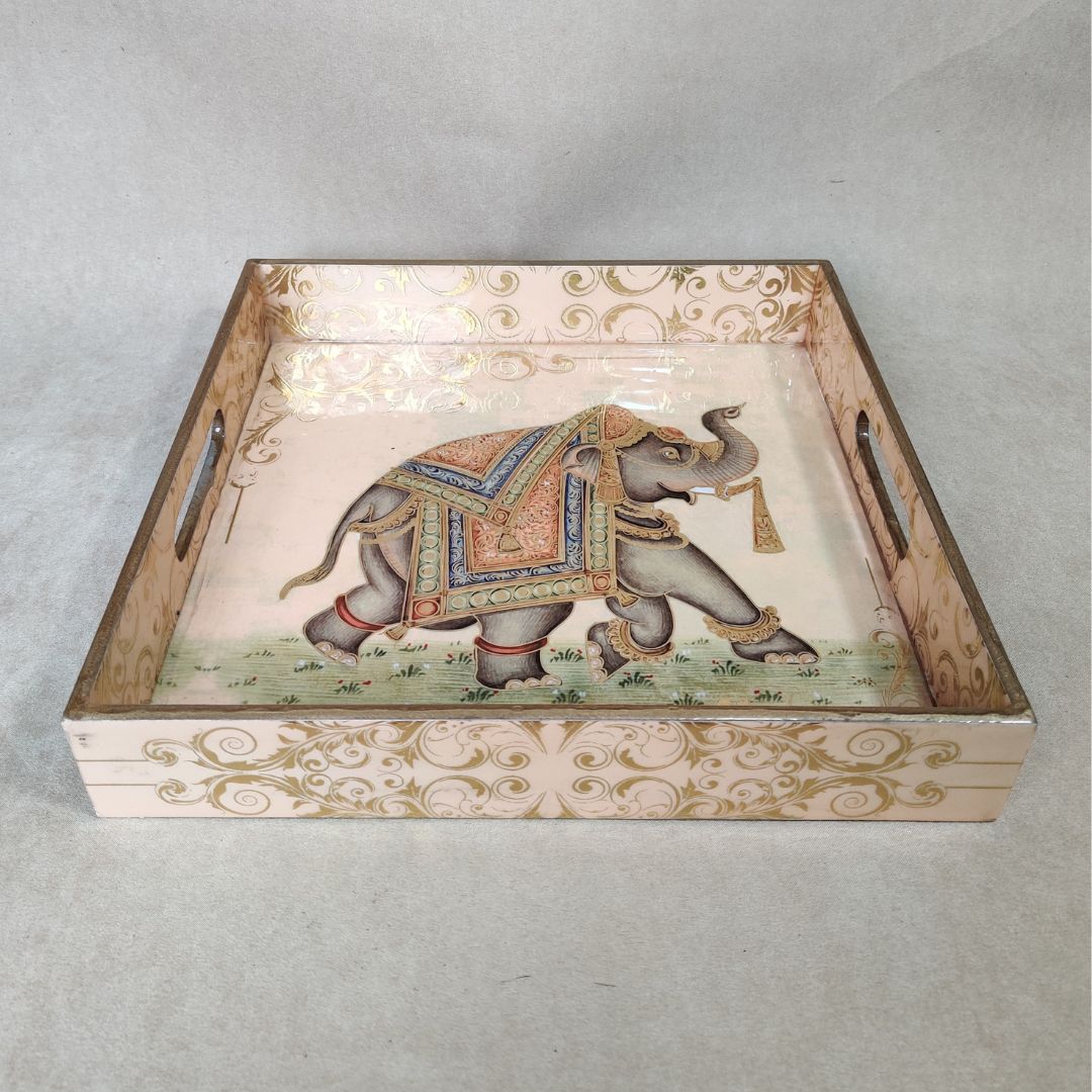 Square Tray Set Of 3 - Peach Elephant