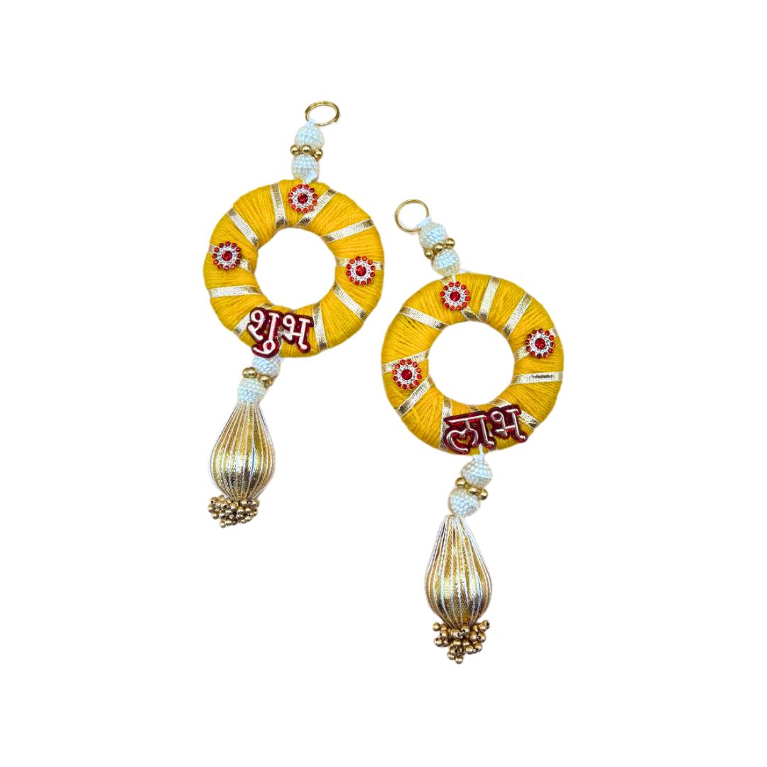 Side Hanging Set Of 2 - Shubh Labh Yellow