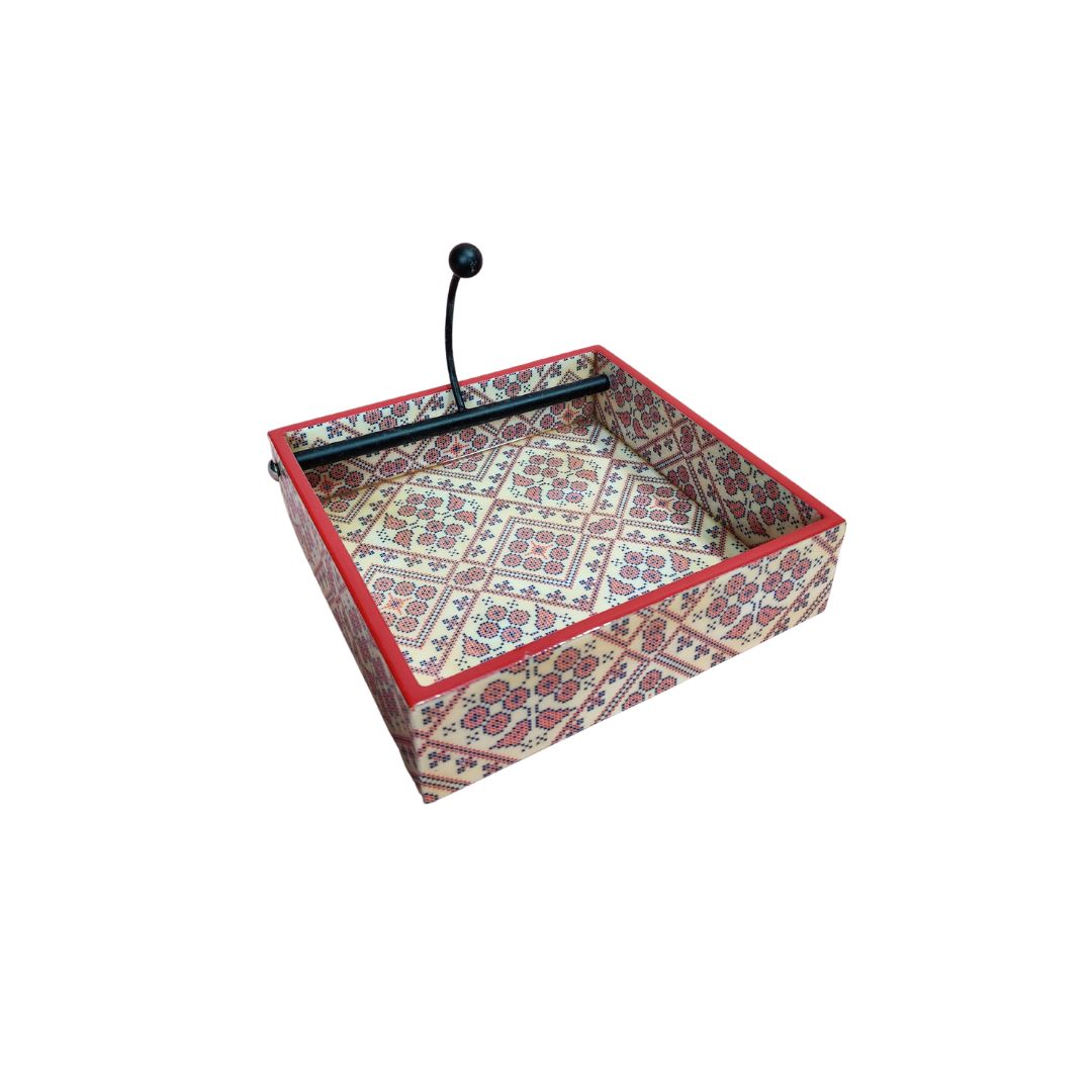 Square Tissue Holder - Red & Blue Napkin Box