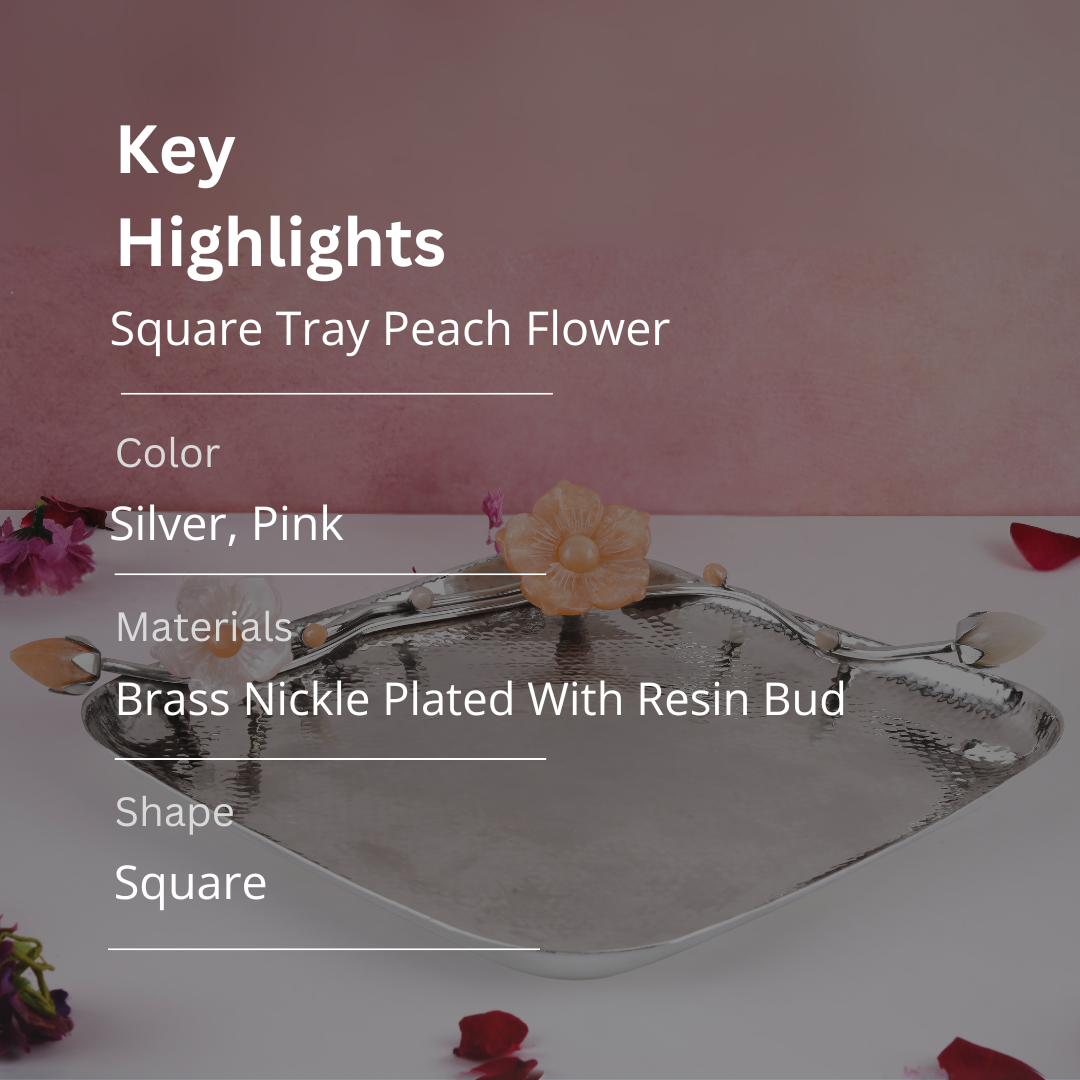 Square Tray Peach Flower