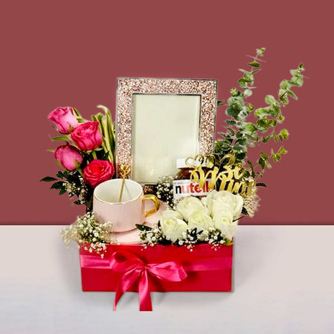 Valentine Day Gift Hamper- Photo Frame | Tea Set